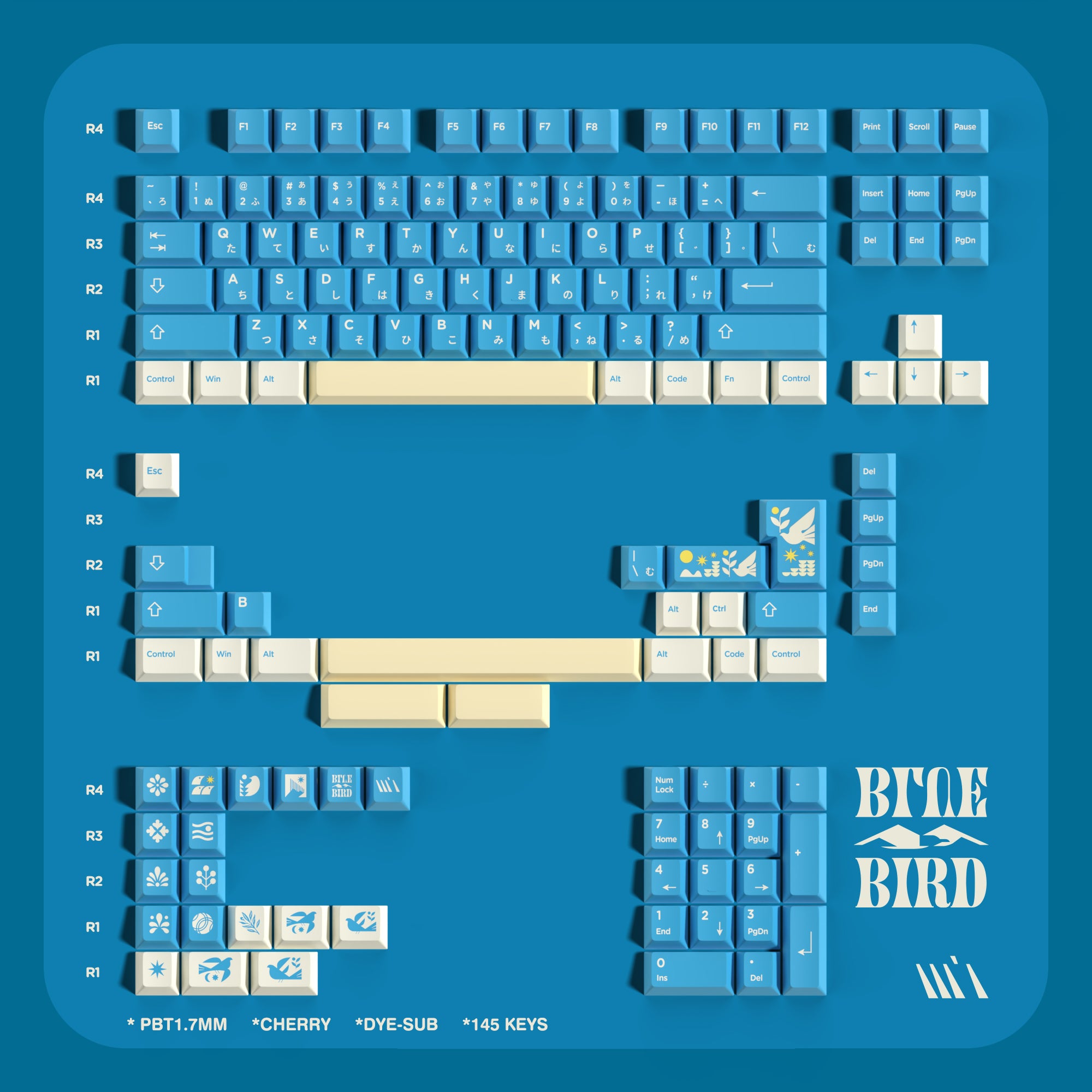 WUkds Original Keycaps——Bluebird Keycaps